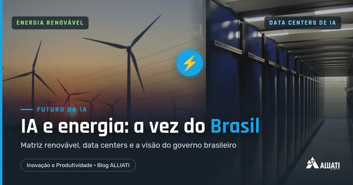 Inteligência artificial e energia: parque eólico e data center, capa do artigo sobre o potencial do Brasil