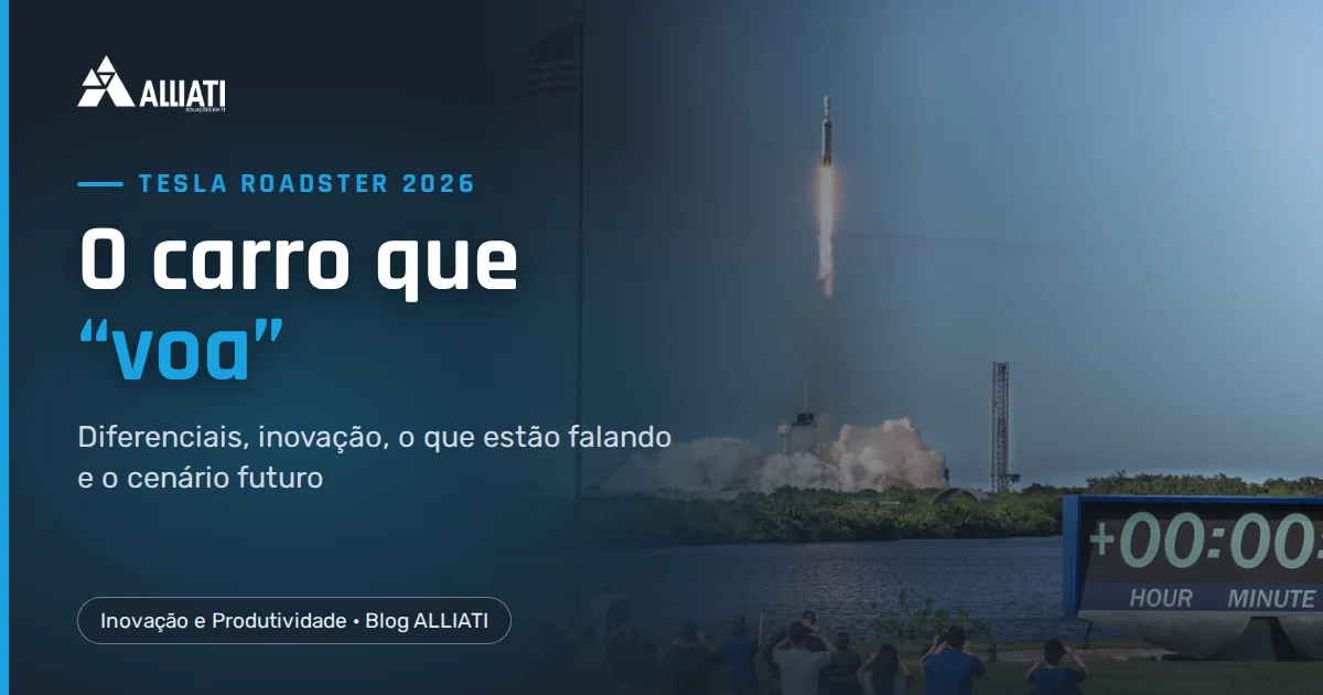 Novo Tesla Roadster: capa do artigo com lançamento de foguete ao fundo