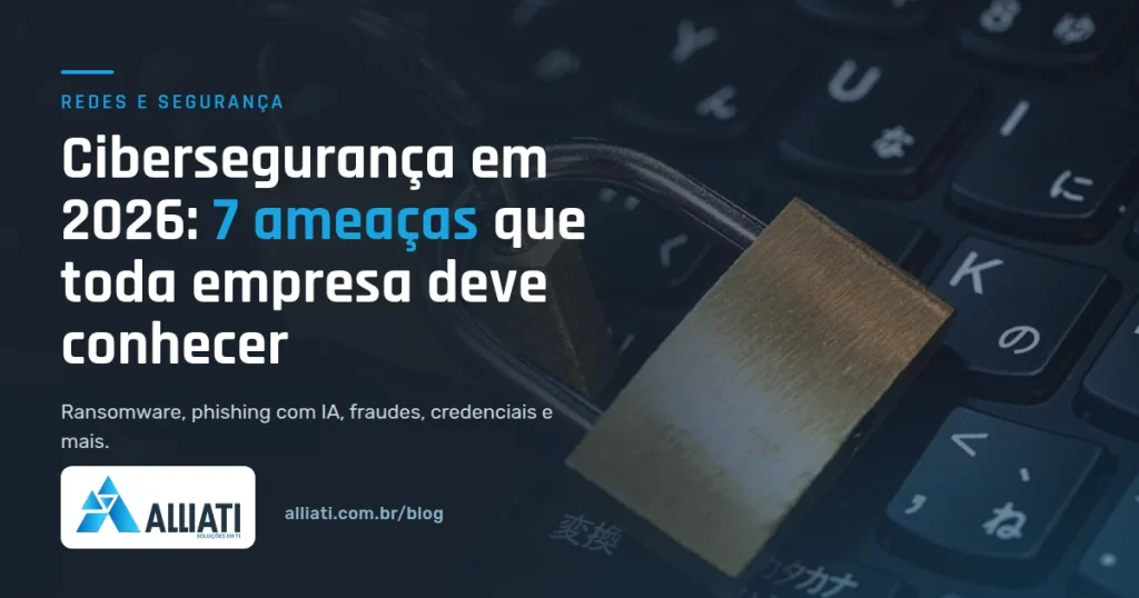 Cibersegurança: cadeado sobre teclado de computador representando a proteção da empresa